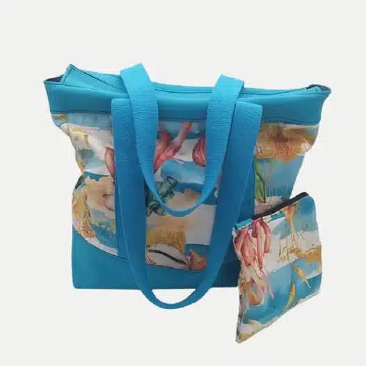 Borsa mare conchiglie celeste
